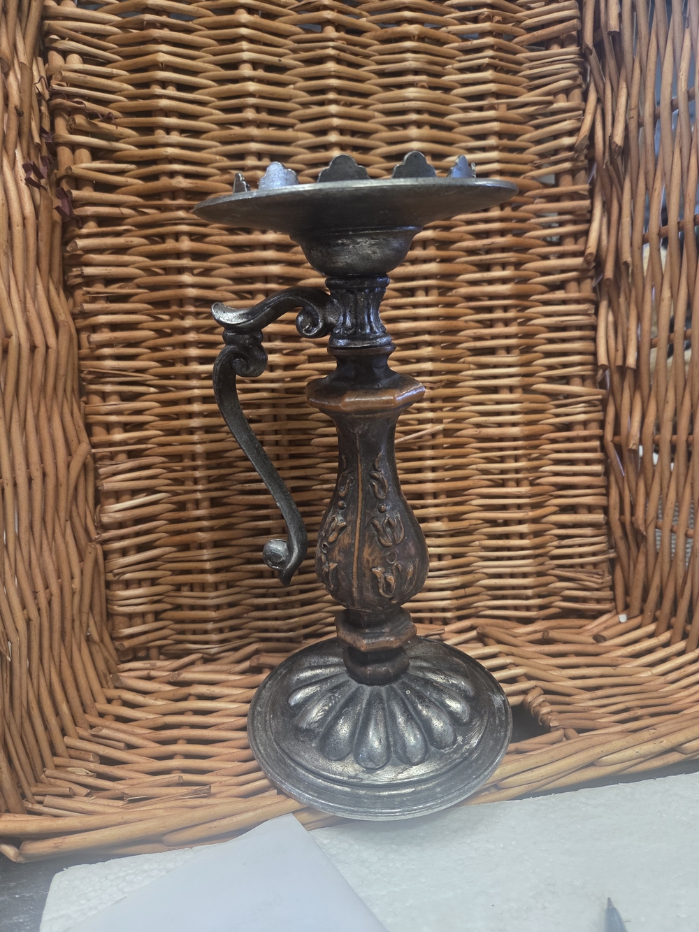 Vintage Gothic Boroque Style Metal Candle Holder in Bronze and Black